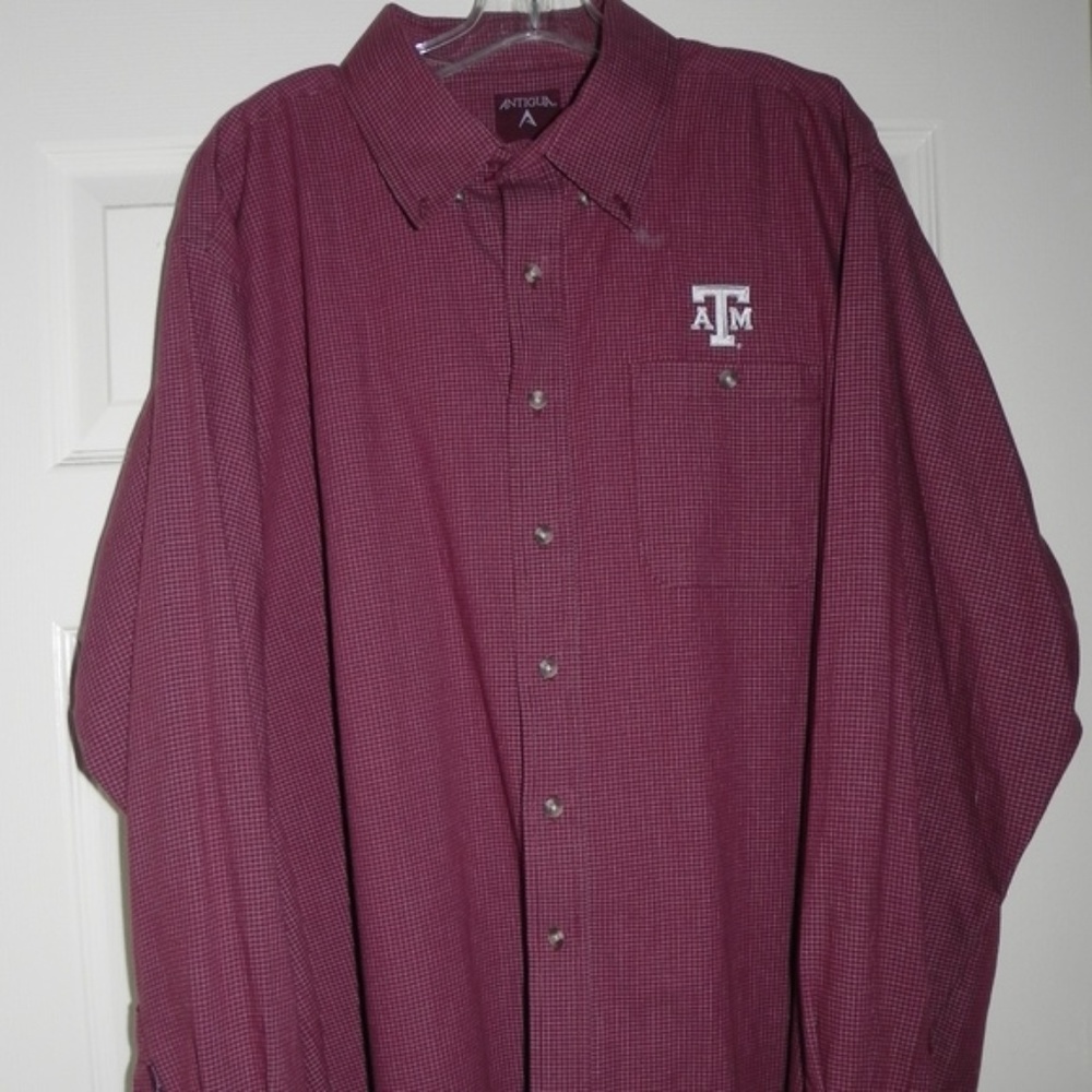 Men’s Antigua Texas A&M button down plaid shirt XL